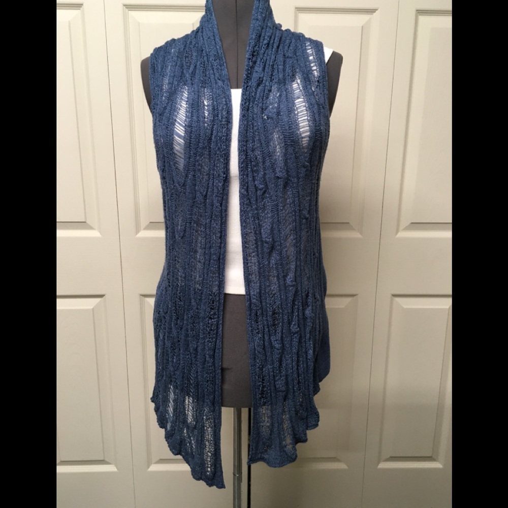 Light indigo, long vest.